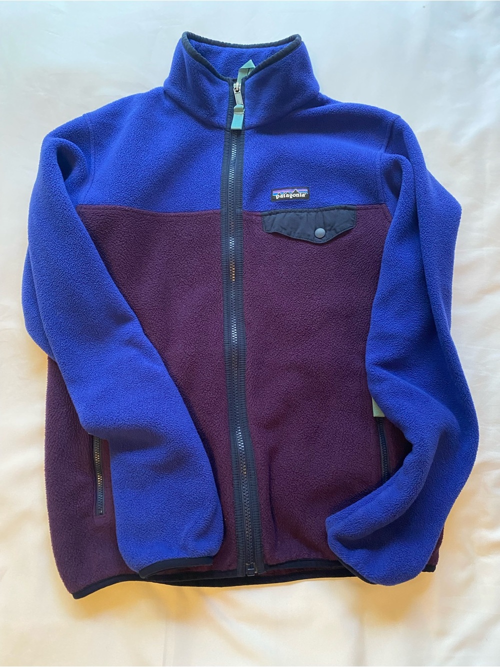 Patagonia Blue and Purple Colorblock Fleece Jacket